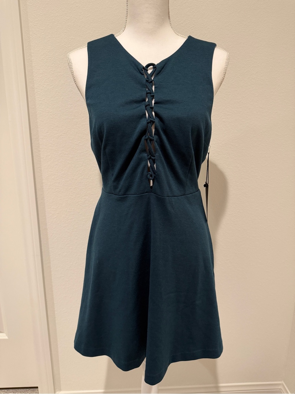 Forever 21 Teal Lace-Up Sleeveless Mini Dress